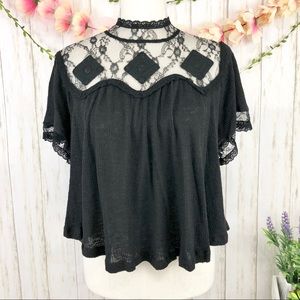 🌟NWT FREE PEOPLE Black Cape May Tee